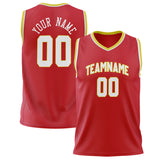 Custom Red White Solid Color Basketball Jersey