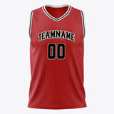 Custom Red Black Pinstripe Basketball Jersey