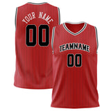 Custom Red Black Pinstripe Basketball Jersey