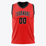 Custom Red Black Solid Color Basketball Jersey