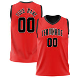 Custom Red Black Solid Color Basketball Jersey