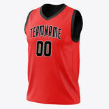 Custom Red Black Solid Color Basketball Jersey