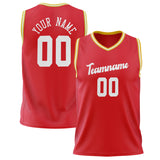 Custom Red White Solid Color Basketball Jersey