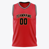 Custom Red Black Solid Color Basketball Jersey