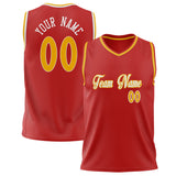 Custom Red Gold Solid Color Basketball Jersey BS02240626HF206