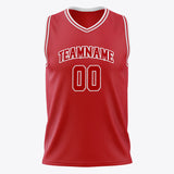 Custom Red White Solid Color Basketball Jersey