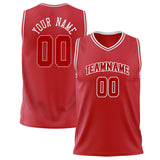 Custom Red White Solid Color Basketball Jersey