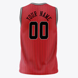 Custom Red Black Pinstripe Basketball Jersey