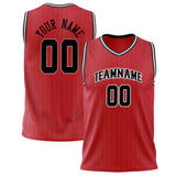 Custom Red Black Pinstripe Basketball Jersey
