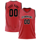 Custom Red Black Pinstripe Basketball Jersey