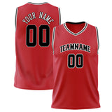 Custom Red Black Solid Color Basketball Jersey