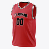 Custom Red Black Solid Color Basketball Jersey