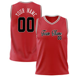 Custom Red Black Solid Color Basketball Jersey