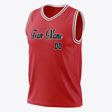 Custom Red Black Solid Color Basketball Jersey