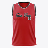 Custom Red White Solid Color Basketball Jersey