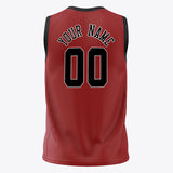 Custom Red Black Solid Color Basketball Jersey