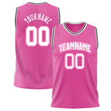 Custom Pink White Solid Color Basketball Jersey