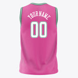 Custom Pink White Solid Color Basketball Jersey