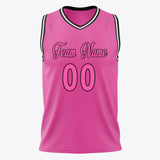 Custom Pink Black Solid Color Basketball Jersey