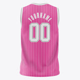 Custom Pink White Pinstripe Basketball Jersey