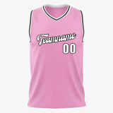 Custom Pink White Solid Color Basketball Jersey