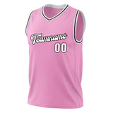 Custom Pink White Solid Color Basketball Jersey