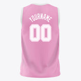 Custom Pink White Solid Color Basketball Jersey