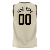 Custom Cream Black Solid Color Basketball Jersey