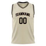 Custom Cream Black Solid Color Basketball Jersey