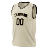 Custom Cream Black Solid Color Basketball Jersey