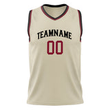 Custom Cream Red Solid Color Basketball Jersey