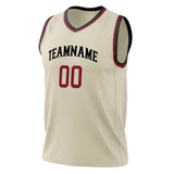 Custom Cream Red Solid Color Basketball Jersey