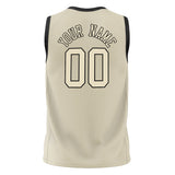 Custom Cream Black Solid Color Basketball Jersey