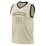 Custom Cream Black Solid Color Basketball Jersey