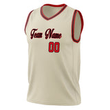 Custom Cream Red Solid Color Basketball Jersey