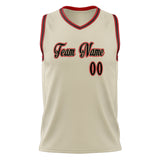 Custom Cream Black Solid Color Basketball Jersey