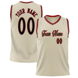 Custom Cream Black Solid Color Basketball Jersey BS02240626LJ048