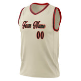 Custom Cream Black Solid Color Basketball Jersey