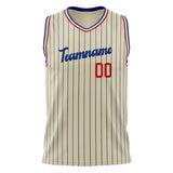 Custom Cream Royal Pinstripe Basketball Jersey