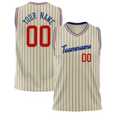 Custom Cream Royal Pinstripe Basketball Jersey BS02240626LJ050