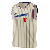 Custom Cream Royal Pinstripe Basketball Jersey