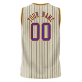 Custom Cream Purple Pinstripe Basketball Jersey