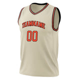 Custom Cream Orange Solid Color Basketball Jersey