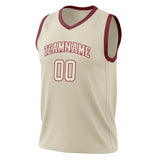 Custom Cream Crimson Solid Color Basketball Jersey