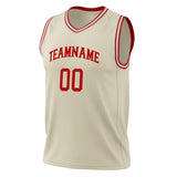 Custom Cream Red Solid Color Basketball Jersey