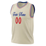 Custom Cream Red Solid Color Basketball Jersey