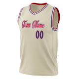 Custom Cream Royal Solid Color Basketball Jersey