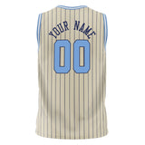 Custom Cream Light Blue Pinstripe Basketball Jersey