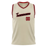 Custom Cream Red Solid Color Basketball Jersey