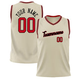 Custom Cream Red Solid Color Basketball Jersey BS02240626LJ060